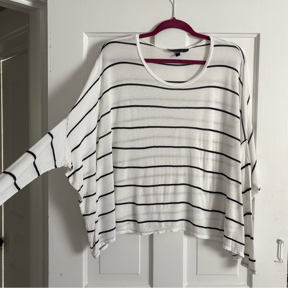 Topshop PETITE Oversized Striped Top Size 4